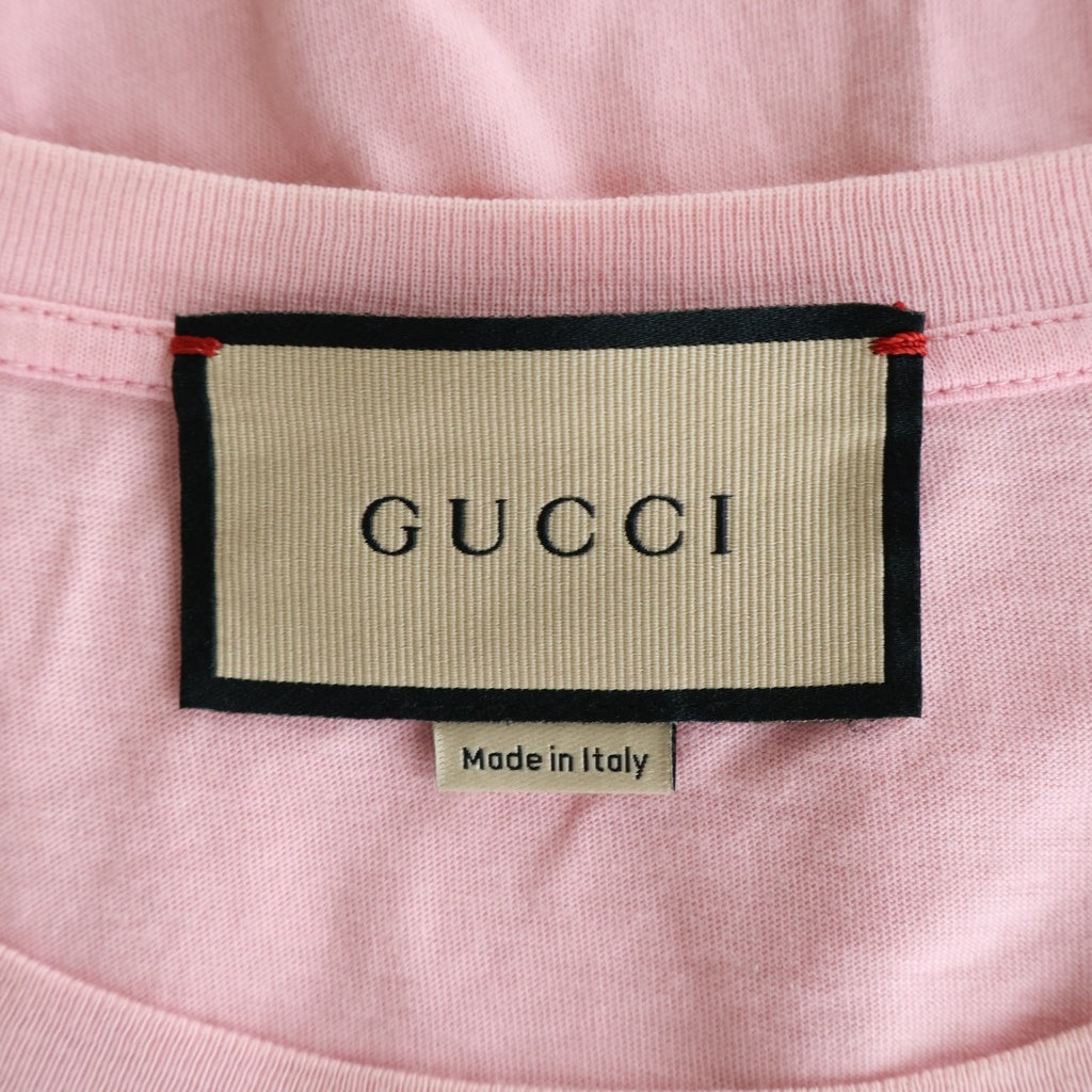 GUCCI(グッチ) 22SS レモングッチプリント 半袖Tシャツ カットソー ピンク 615044 XJD08