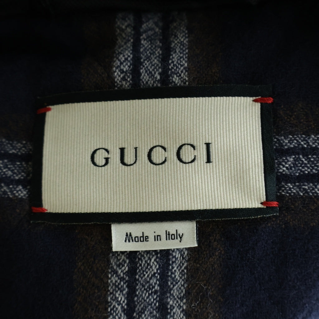 GUCCI(グッチ) 21AW OFF THE GRID オフザグリッド 裏地チェック 総柄ナイロンベスト ブラック