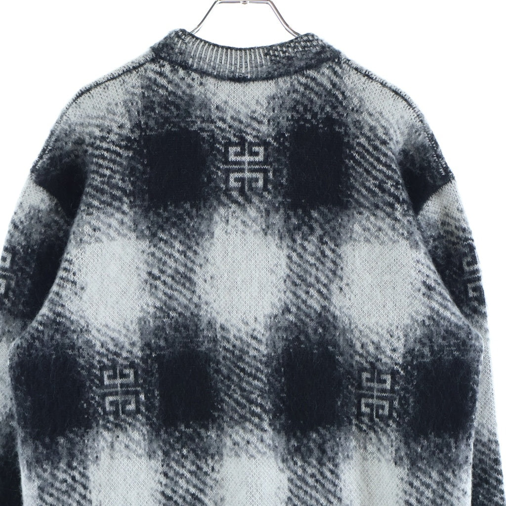 GIVENCHY(ジバンシィ) 23SS 4G Checked Mohair Sweater 4Gモノグラムロゴ ギンガムチェック セーター ブラック/ホワイト BM90M04YD0