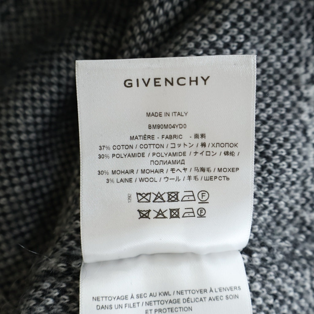 GIVENCHY(ジバンシィ) 23SS 4G Checked Mohair Sweater 4Gモノグラムロゴ ギンガムチェック セーター ブラック/ホワイト BM90M04YD0