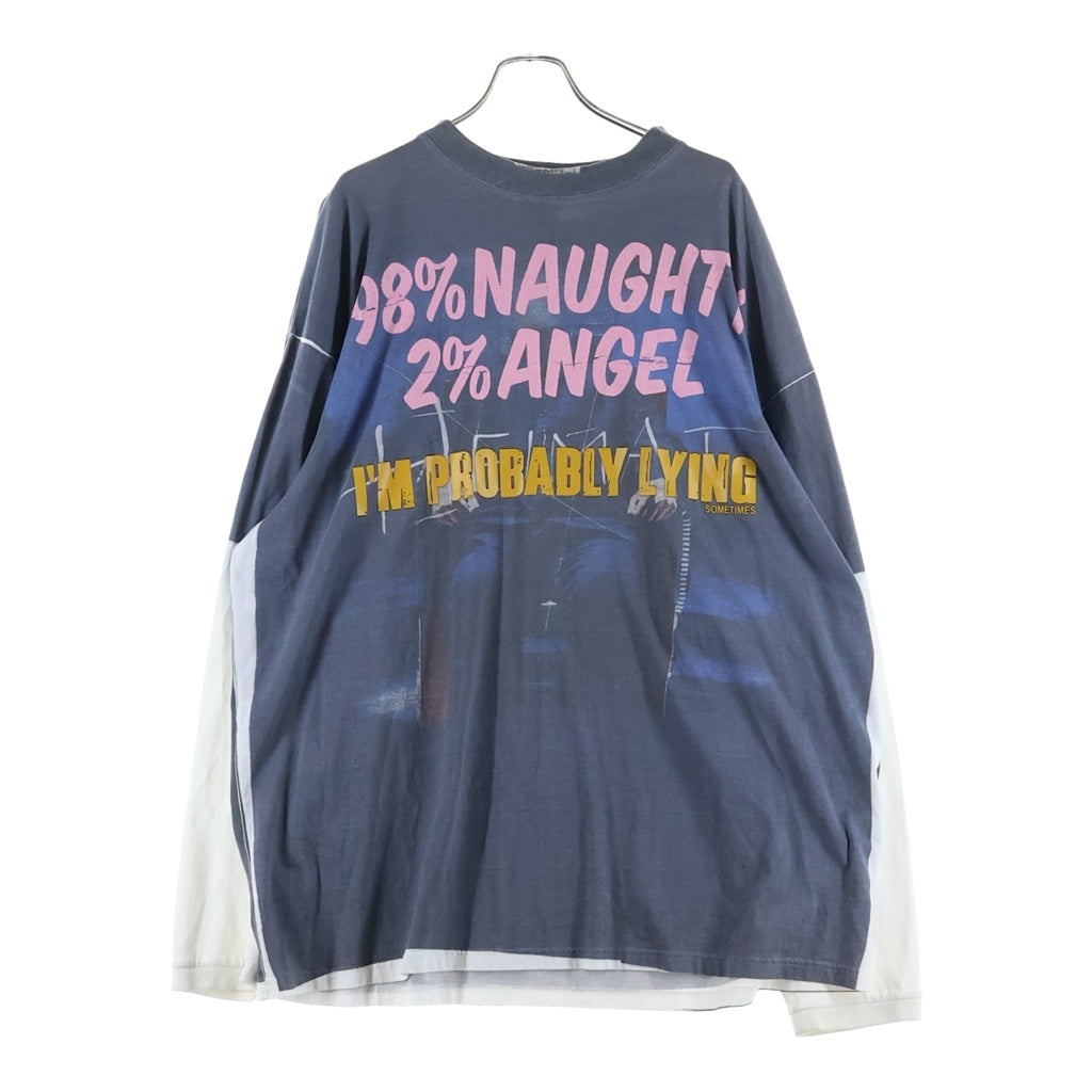 VETEMENTS(ヴェトモン) Demnas Favorite Naughty Angel L/S Tee 転写プリントオーバーサイズロングスリーブ Tシャツカットソー グレー/ホワイト UAH19TR327