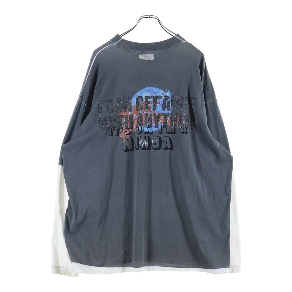 VETEMENTS(ヴェトモン) Demnas Favorite Naughty Angel L/S Tee 転写プリントオーバーサイズロングスリーブ Tシャツカットソー グレー/ホワイト UAH19TR327