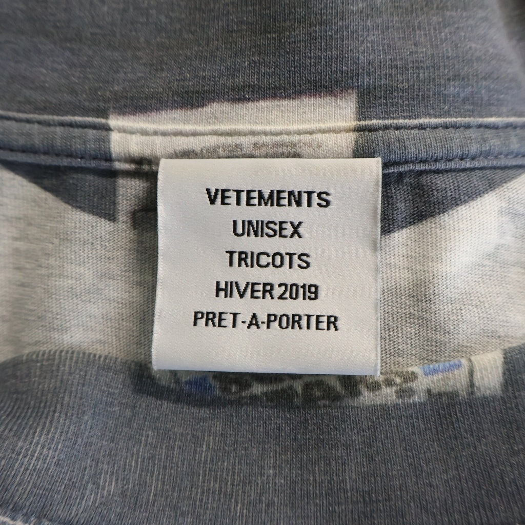 VETEMENTS(ヴェトモン) Demnas Favorite Naughty Angel L/S Tee 転写プリントオーバーサイズロングスリーブ Tシャツカットソー グレー/ホワイト UAH19TR327