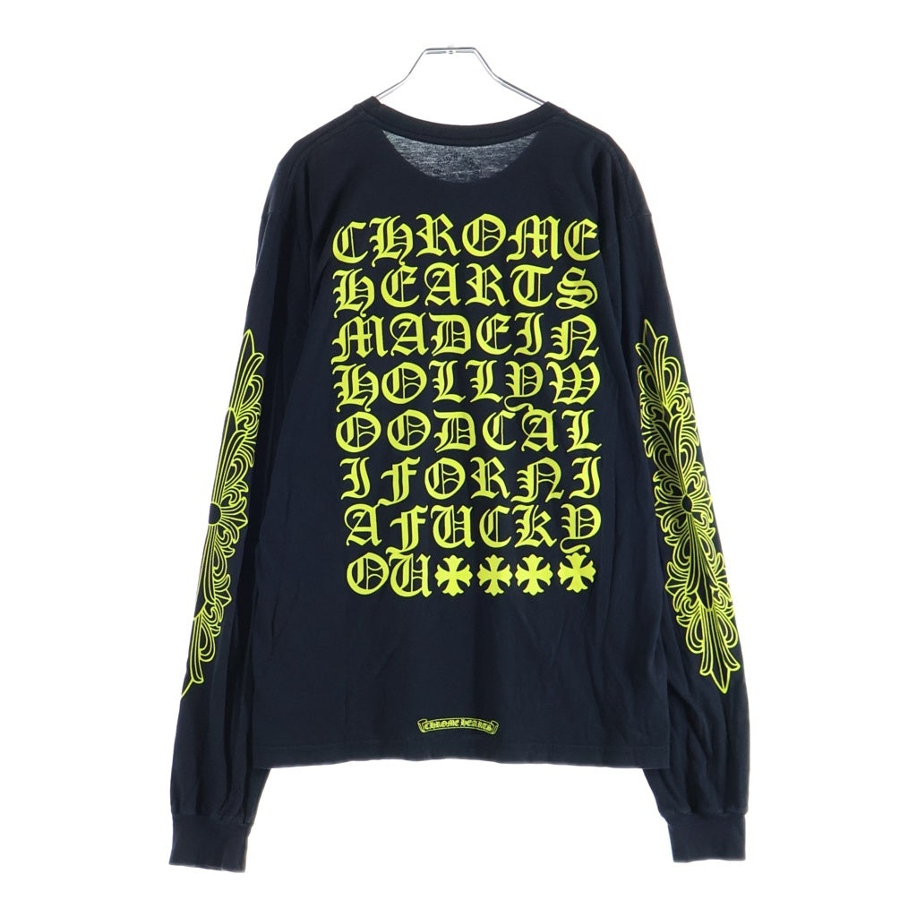 CHROME HEARTS(クロムハーツ) DBL FLRL L/S TEE ダブルフローラル バックヴァーティカルロゴプリント長袖Tシャツ ブラック/イエロー