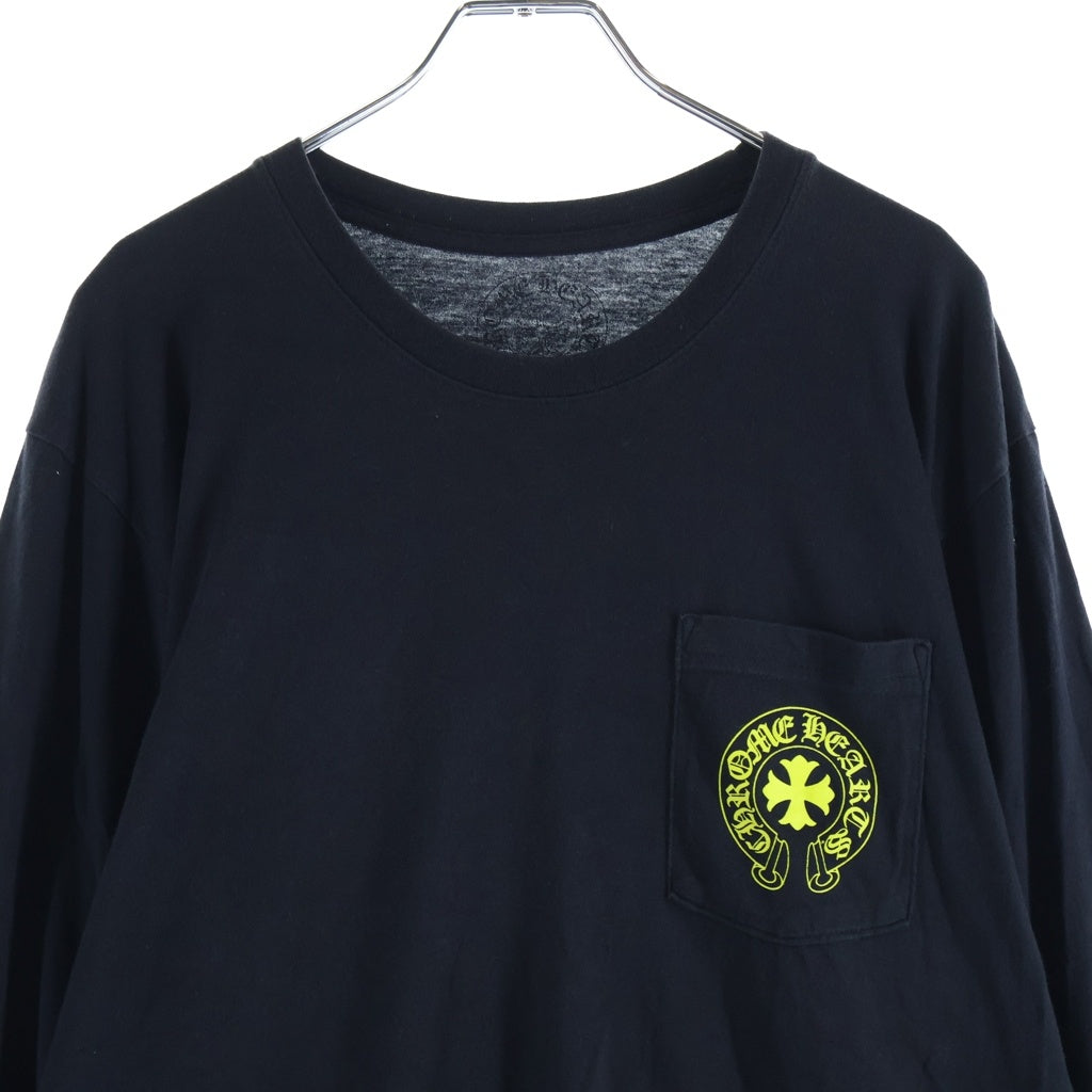 CHROME HEARTS(クロムハーツ) DBL FLRL L/S TEE ダブルフローラル バックヴァーティカルロゴプリント長袖Tシャツ ブラック/イエロー