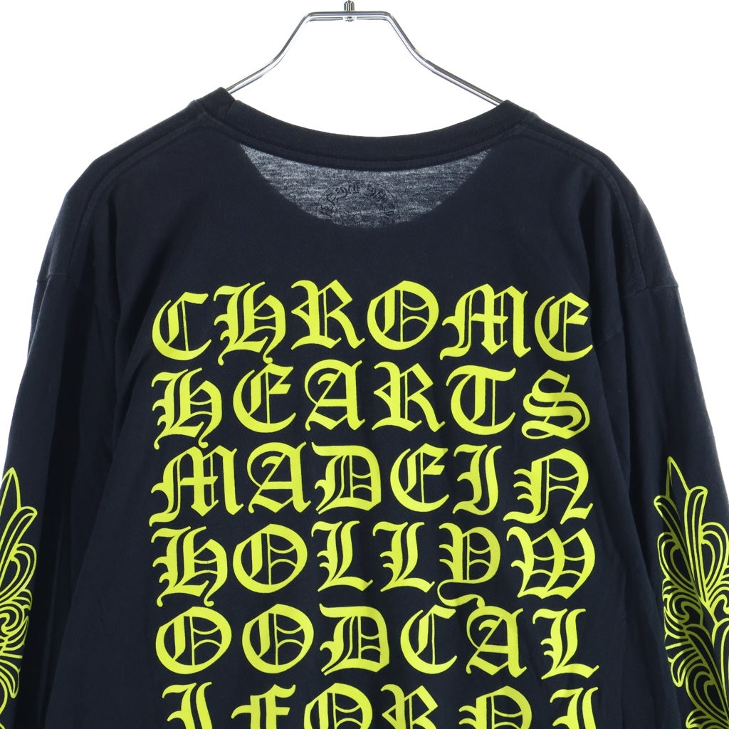 CHROME HEARTS(クロムハーツ) DBL FLRL L/S TEE ダブルフローラル バックヴァーティカルロゴプリント長袖Tシャツ ブラック/イエロー