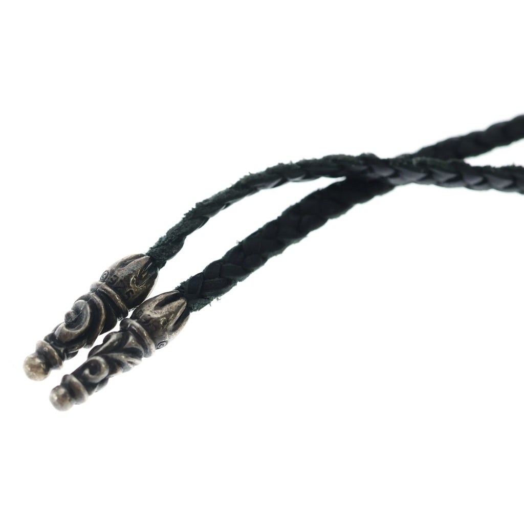 CHROME HEARTS(クロムハーツ) LEATHER BRAID SCROLL ネックレス レザーブレイドネックレス ブラック/シルバー BCA377