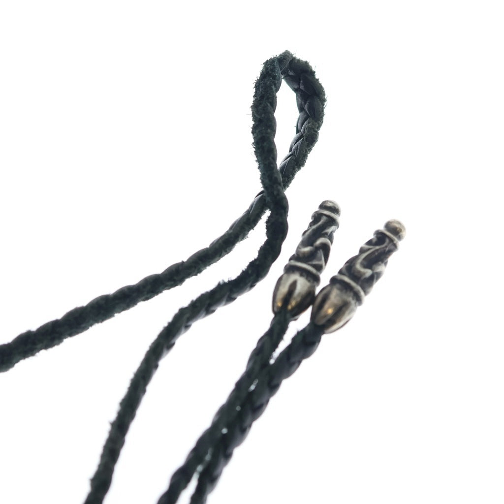 CHROME HEARTS(クロムハーツ) LEATHER BRAID SCROLL ネックレス レザーブレイドネックレス ブラック/シルバー BCA377
