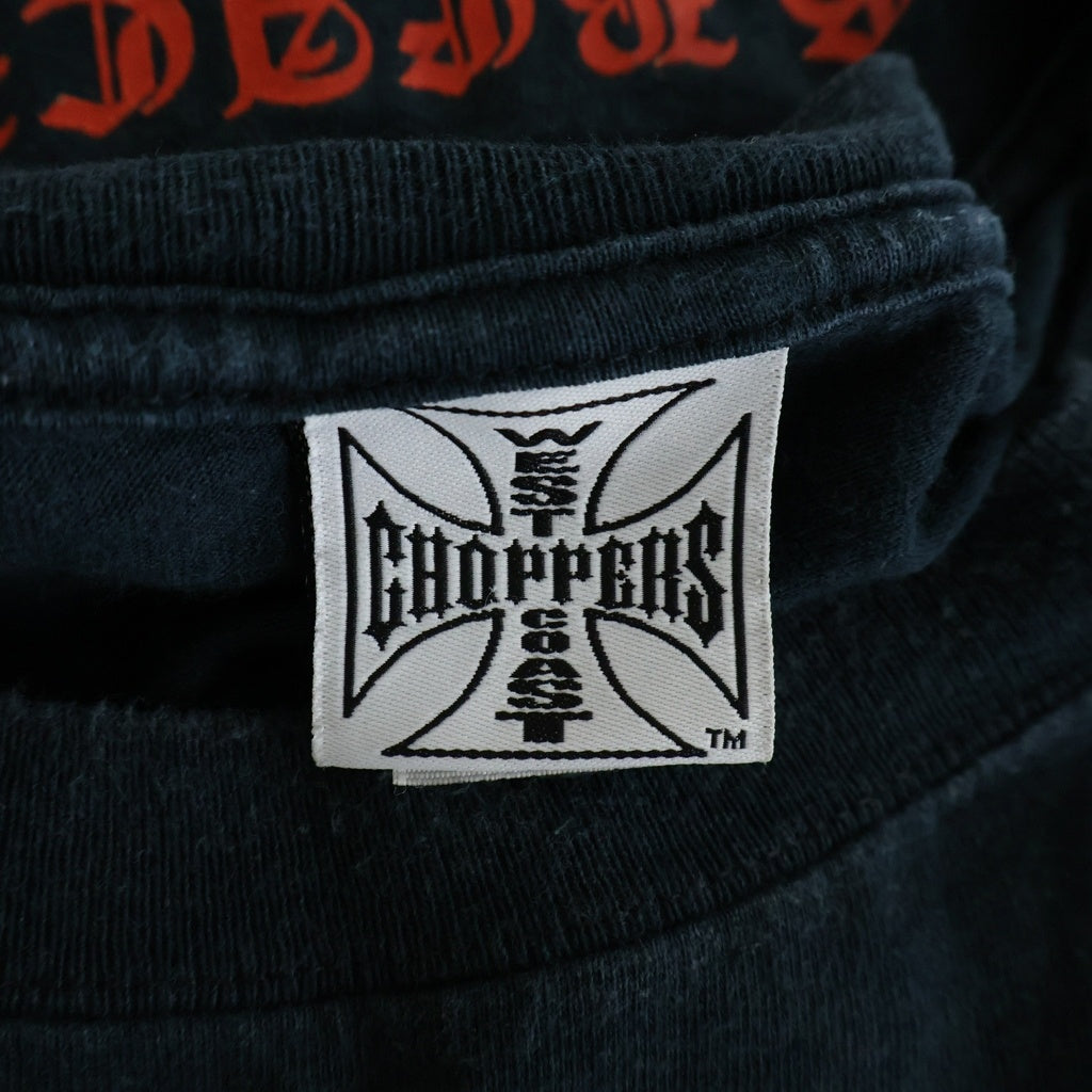 VINTAGE(ヴィンテージ) 90-00s West Coast Choppers Tee ウエストコーストチョッパーズ アイアンクロス 半袖Tシャツ カットソー ネイビー/オレンジ