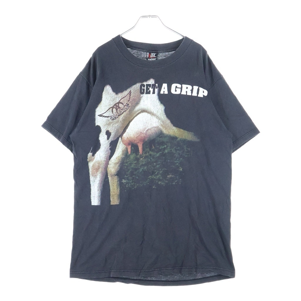 VINTAGE(ヴィンテージ) 90s AERO SMITH GET A GLIP エアロスミス 半袖Tシャツカットソー ブラック