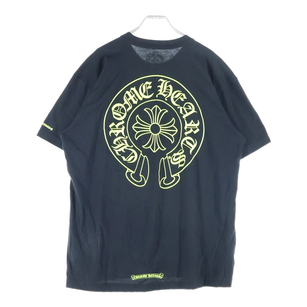 CHROME HEARTS(クロムハーツ) HORSESHOE S/S TEE BLACK/NEON YELLOW ホースシュー ショートスリーブ クルーネック 半袖Tシャツ ブラック/イエロー