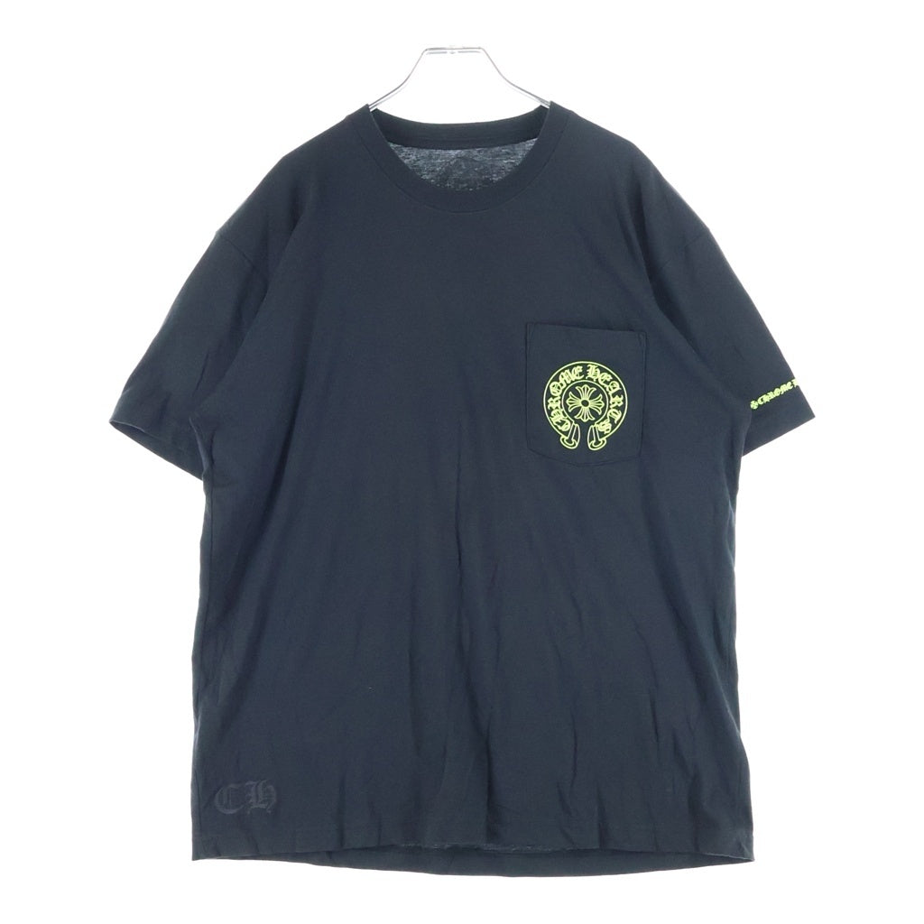 CHROME HEARTS(クロムハーツ) HORSESHOE S/S TEE BLACK/NEON YELLOW ホースシュー ショートスリーブ クルーネック 半袖Tシャツ ブラック/イエロー