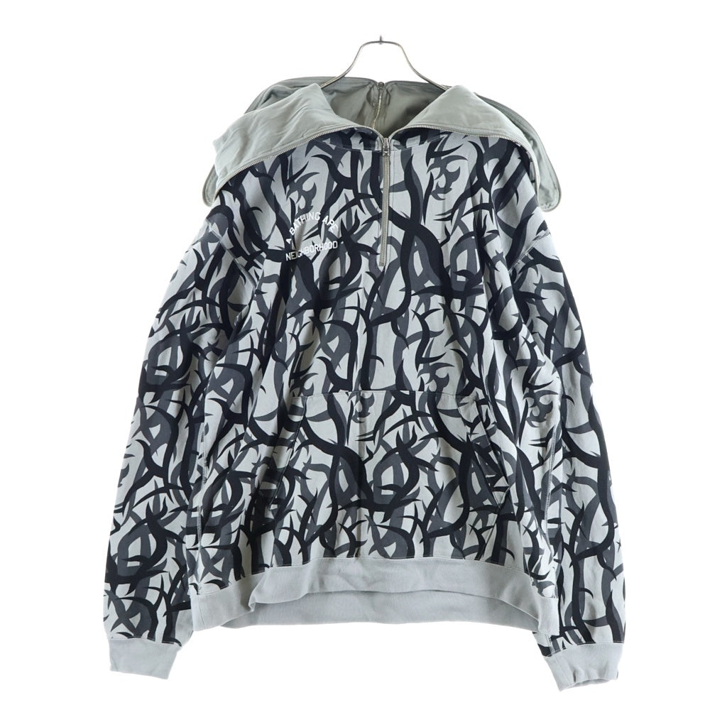 A BATHING APE(アベイシングエイプ) ×NEIGHBORHOOD TRIBAL CAMO HALF ZIP ネイバーフッド トライバルカモ ハーフジップ スウェット グレー 001PPK731908C
