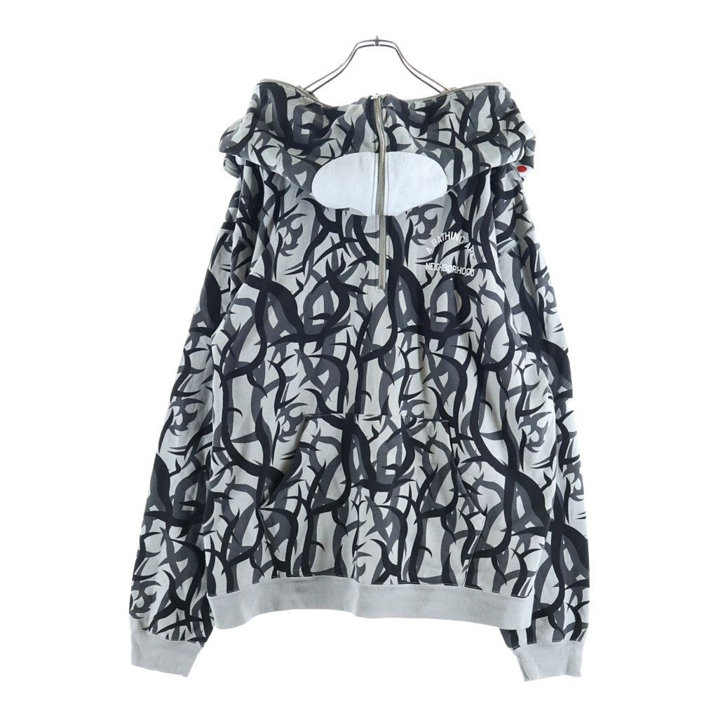 A BATHING APE(アベイシングエイプ) ×NEIGHBORHOOD TRIBAL CAMO HALF ZIP ネイバーフッド トライバルカモ ハーフジップ スウェット グレー 001PPK731908C