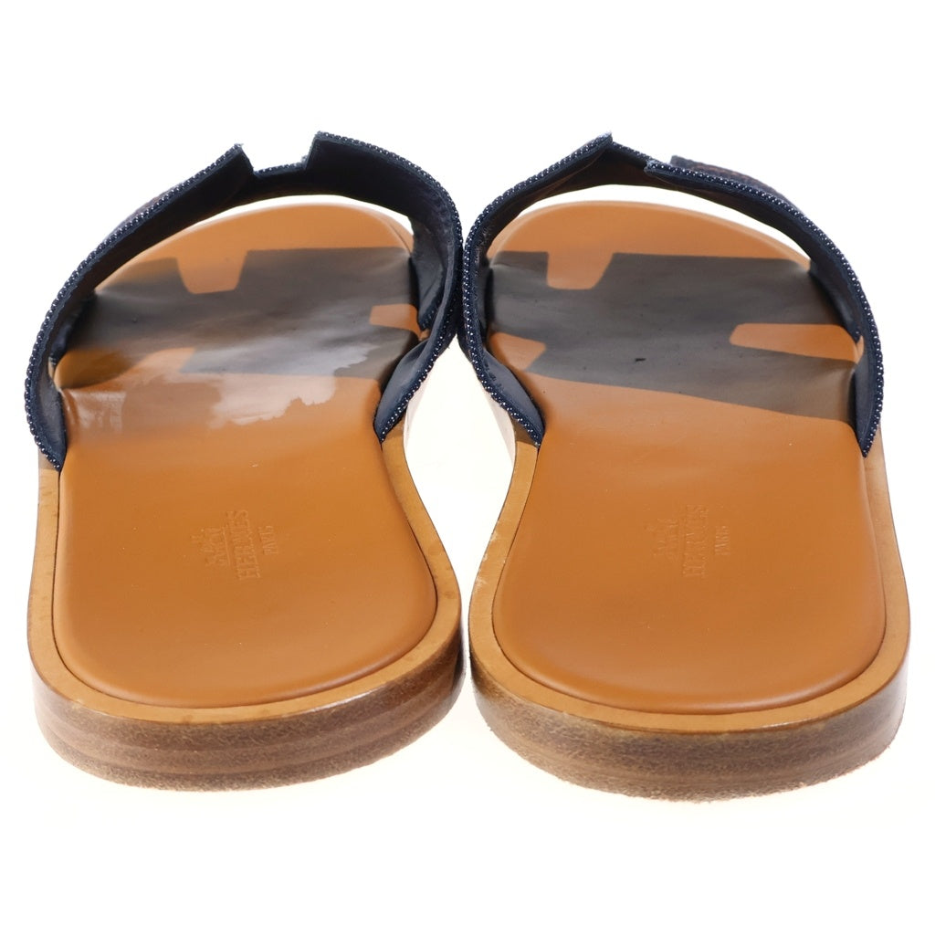 HERMES(エルメス) イズミール デニム レザーサンダル インディゴ/ブラウン