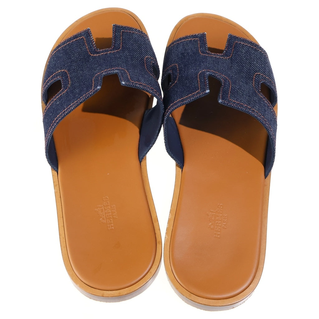 HERMES(エルメス) イズミール デニム レザーサンダル インディゴ/ブラウン