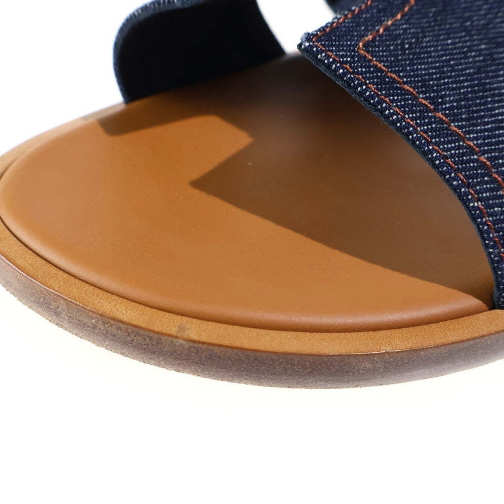 HERMES(エルメス) イズミール デニム レザーサンダル インディゴ/ブラウン