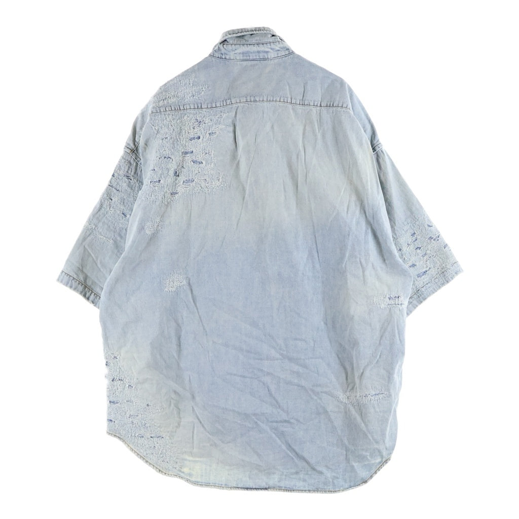 Acne Studios(アクネ ストゥディオズ) 26SS リペア加工 デニム半袖シャツ インディゴ FN-MN-SHIR00978