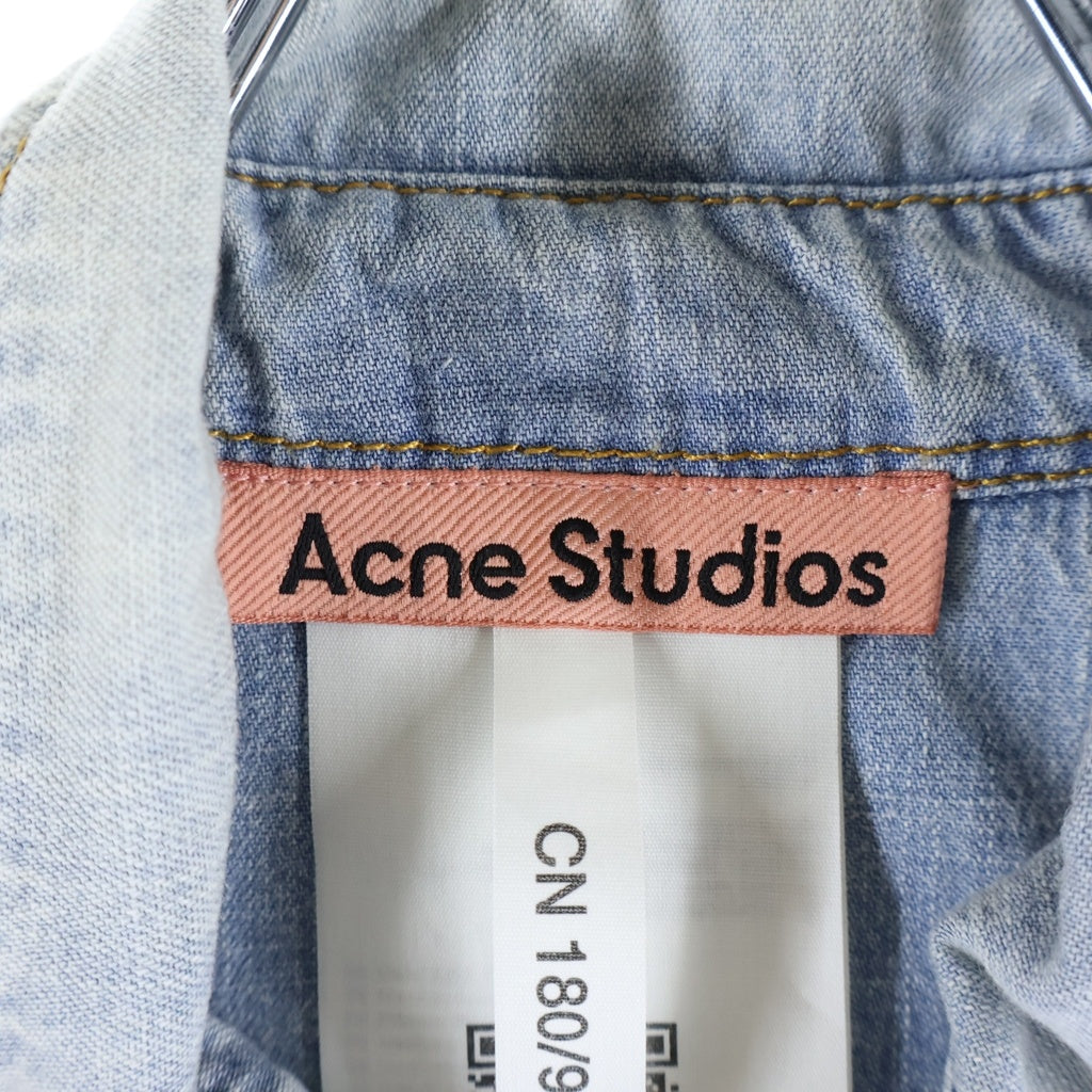 Acne Studios(アクネ ストゥディオズ) 26SS リペア加工 デニム半袖シャツ インディゴ FN-MN-SHIR00978