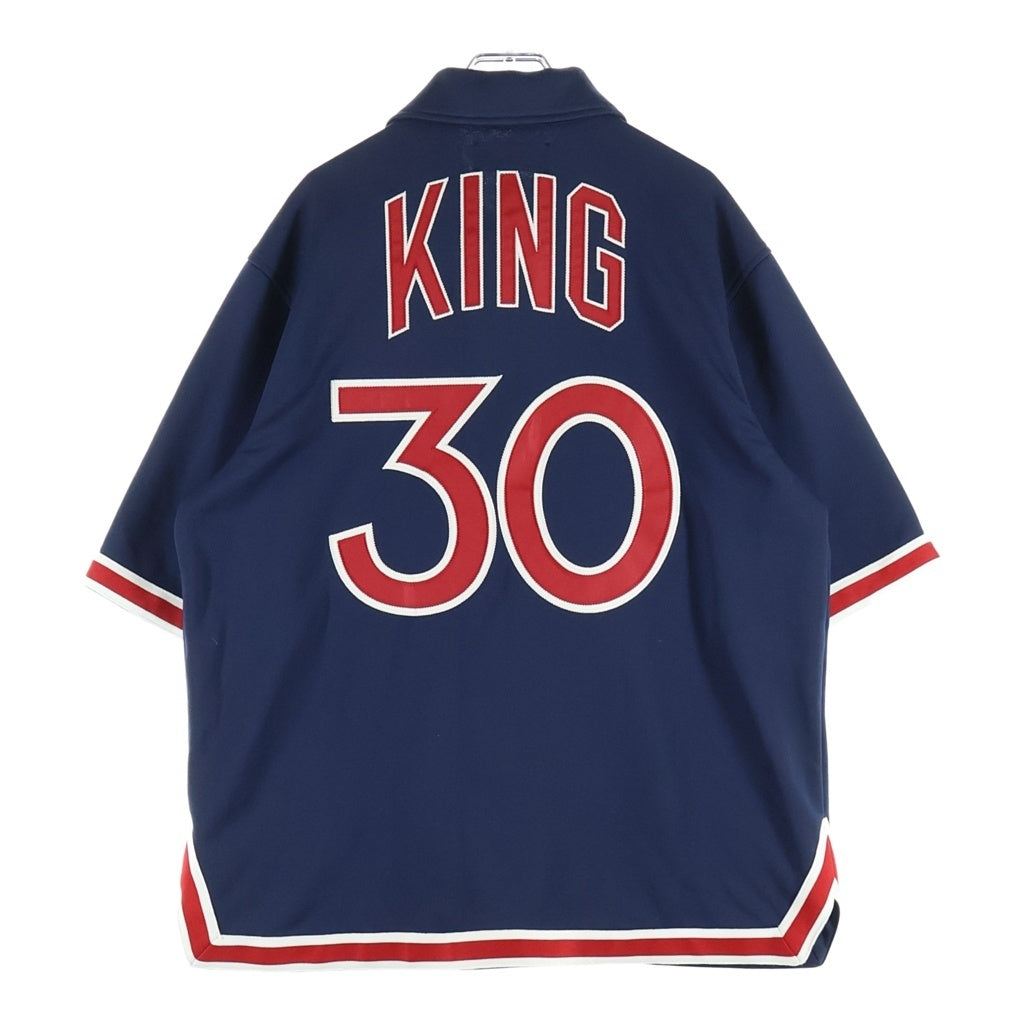 KITH(キス) ×NEW YORK KNICKS BERNARD KING WOODPOINT SHIRT ベースボール半袖シャツ ネイビー