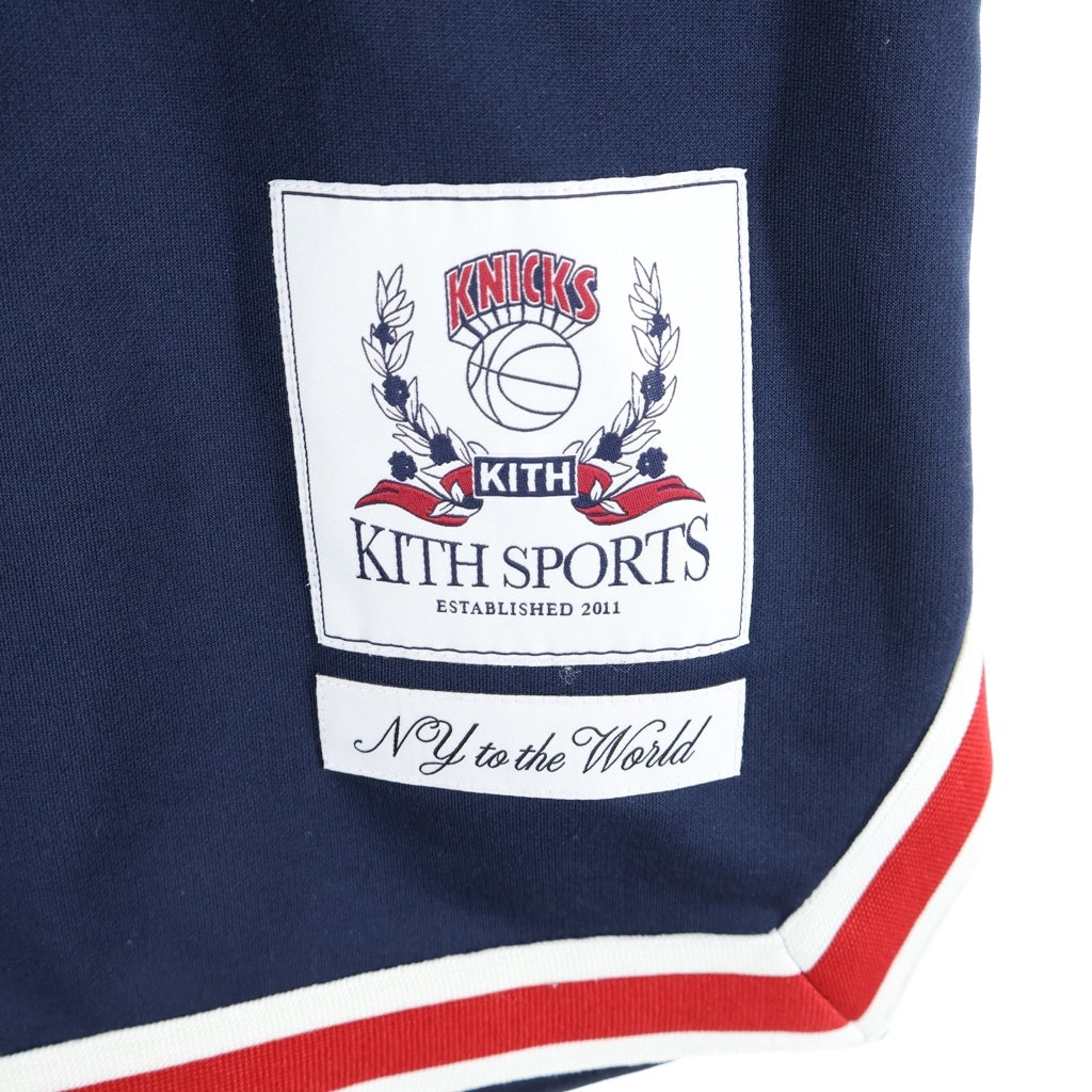 KITH(キス) ×NEW YORK KNICKS BERNARD KING WOODPOINT SHIRT ベースボール半袖シャツ ネイビー