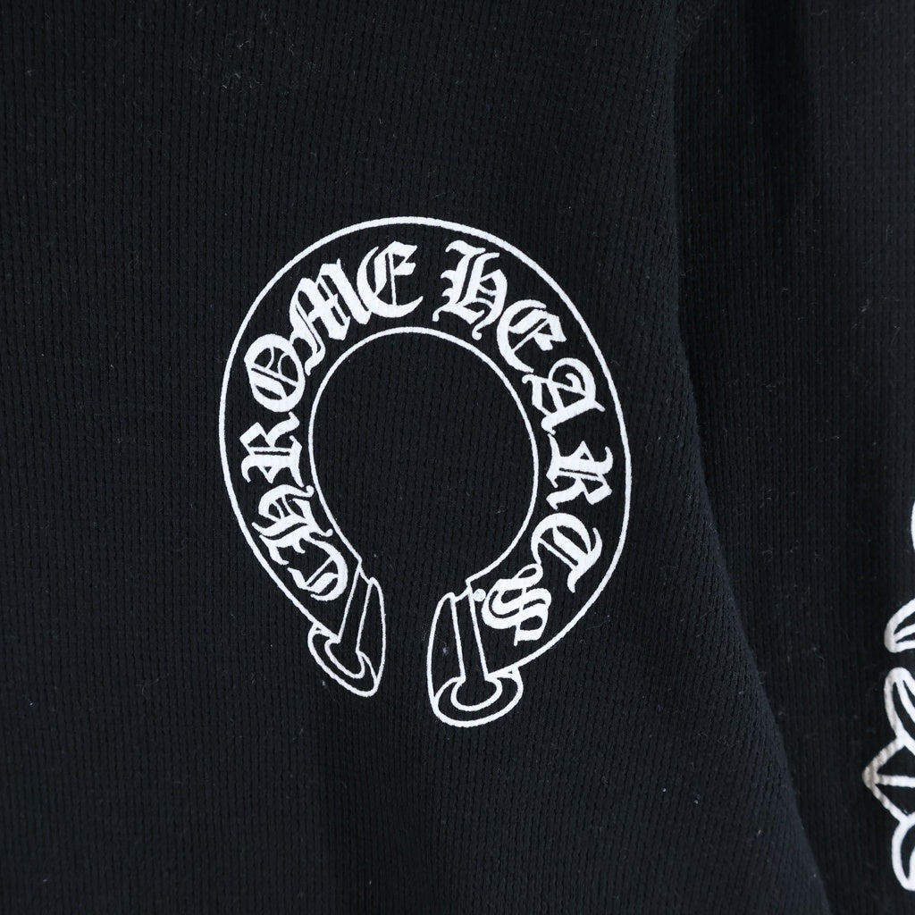 CHROME HEARTS(クロムハーツ) Horseshoe Thermal L/S Tee ホースシュー 袖フローラル サーマル長袖Tシャツ ブラック