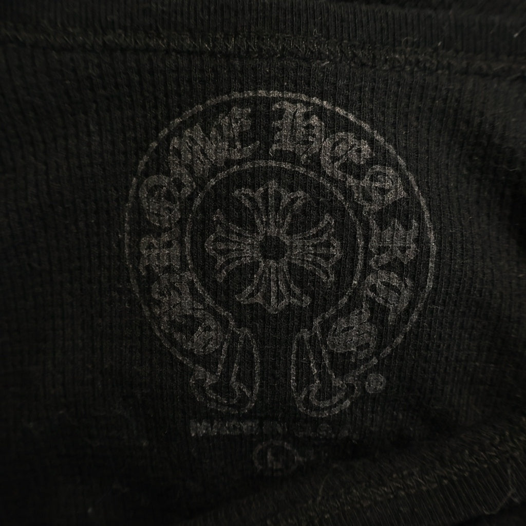 CHROME HEARTS(クロムハーツ) Horseshoe Thermal L/S Tee ホースシュー 袖フローラル サーマル長袖Tシャツ ブラック