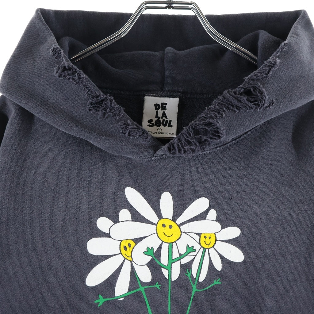 SAINT MICHAEL(セントマイケル) ×HOODIE DE LA SOUL デラソウル ダメージ加工プルオーバーパーカー ブラック SM-HR1-000-C19