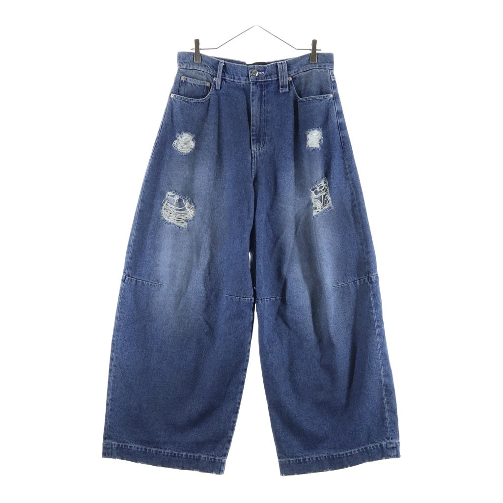 Simone Rocha(シモーネロシャ) 5POCKET JEANS ファイブポケットジーンズ ダメージ加工ワイドデニムパンツ インディゴ