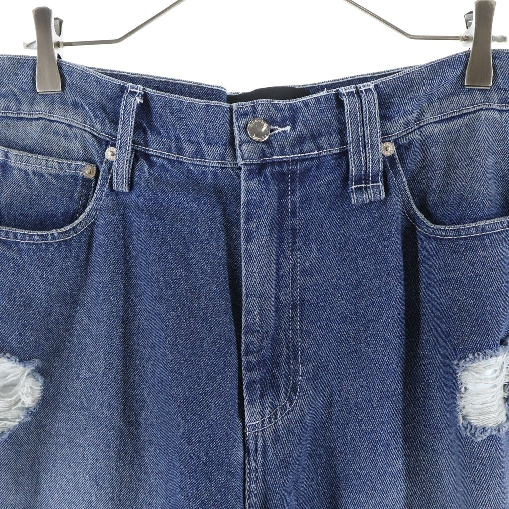 Simone Rocha(シモーネロシャ) 5POCKET JEANS ファイブポケットジーンズ ダメージ加工ワイドデニムパンツ インディゴ