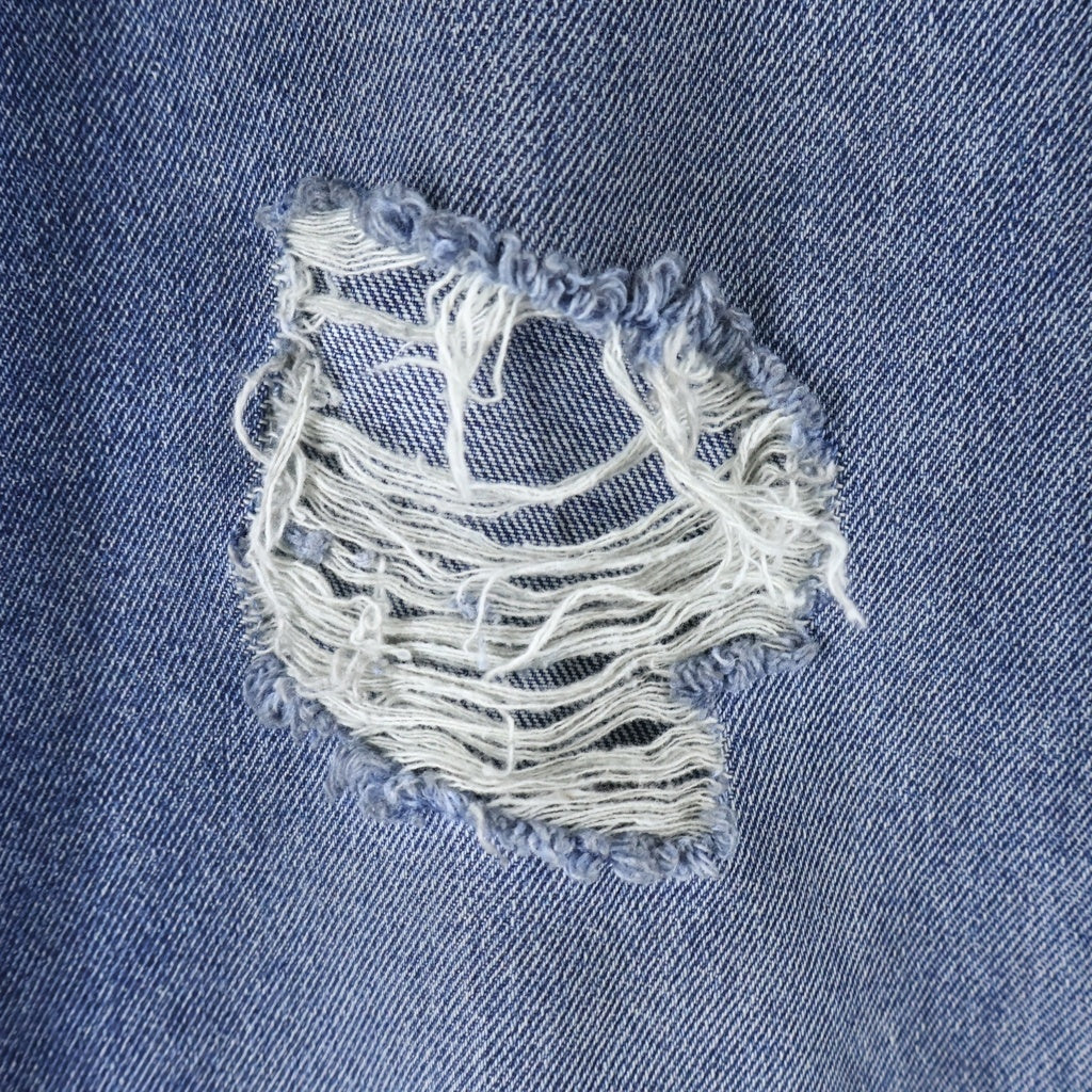 Simone Rocha(シモーネロシャ) 5POCKET JEANS ファイブポケットジーンズ ダメージ加工ワイドデニムパンツ インディゴ