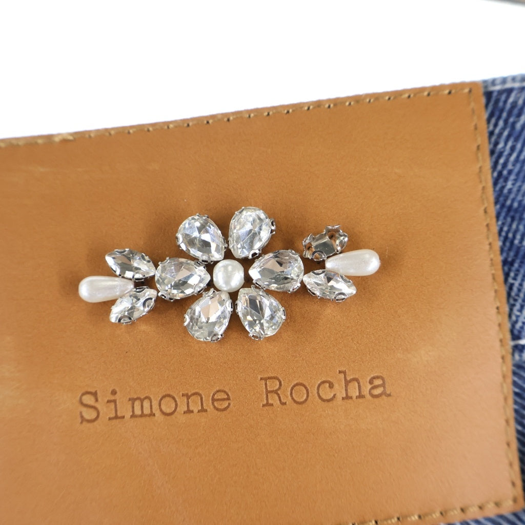 Simone Rocha(シモーネロシャ) 5POCKET JEANS ファイブポケットジーンズ ダメージ加工ワイドデニムパンツ インディゴ