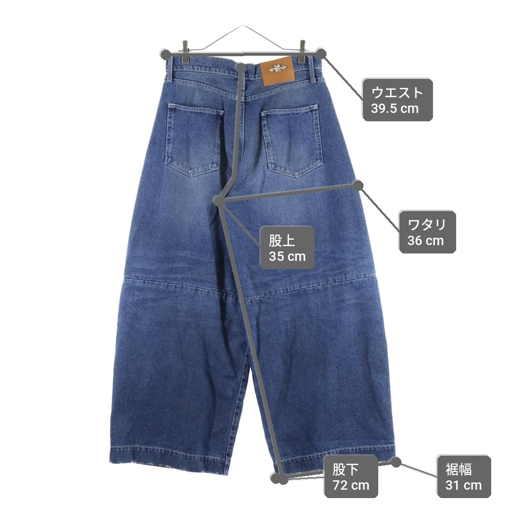 Simone Rocha(シモーネロシャ) 5POCKET JEANS ファイブポケットジーンズ ダメージ加工ワイドデニムパンツ インディゴ
