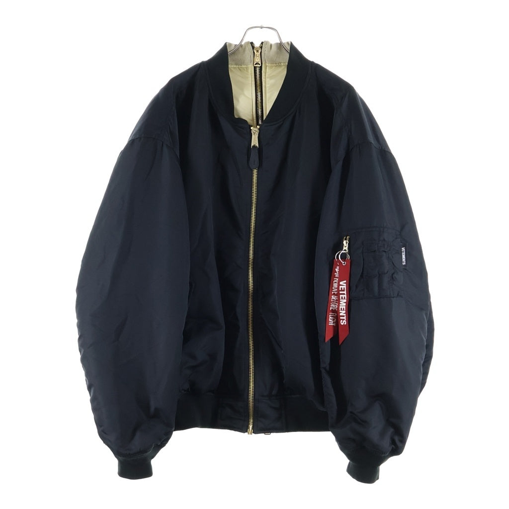 VETEMENTS(ヴェトモン) リバーシブルダブルジップ MA-1ブルゾンジャケット ブラック UAH21JA001