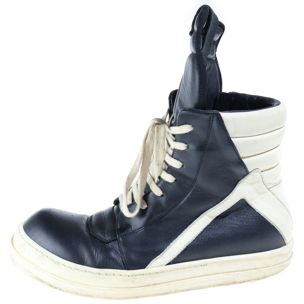 Rick Owens(リックオウエンス) Geobasket Sneaker ジオバスケットレザーハイカットスニーカー ブラック/ホワイト