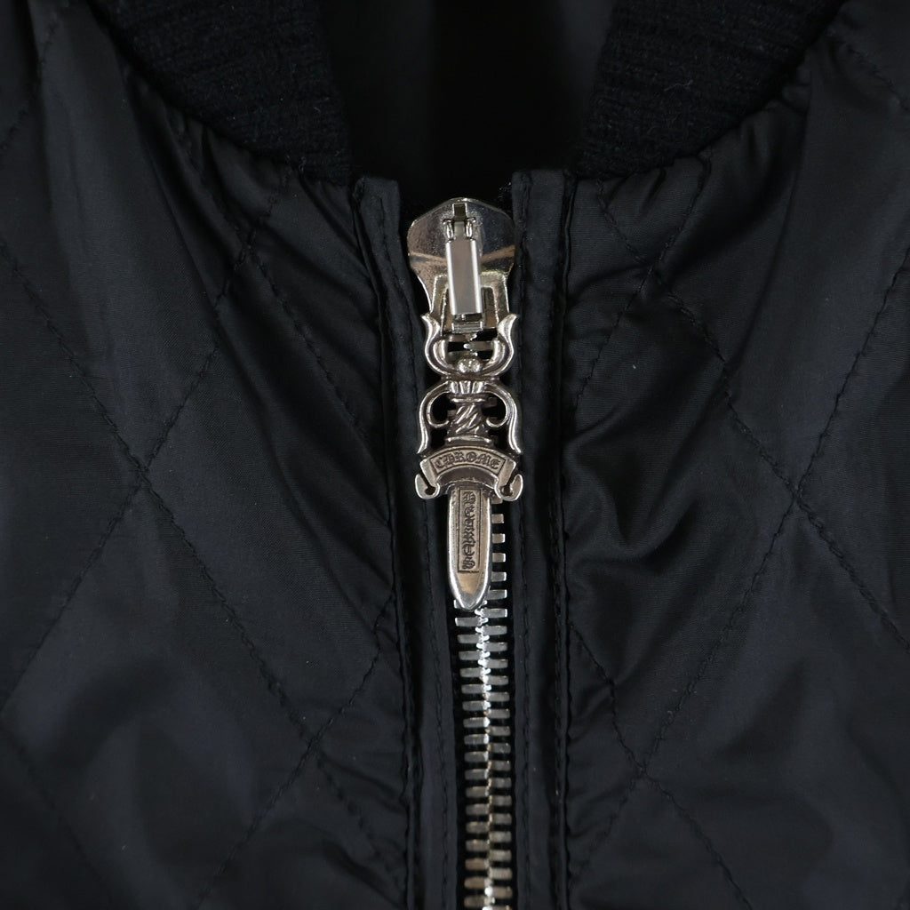 CHROME HEARTS(クロムハーツ) 新型 PAPA VEST パパ ベスト セメタリークロスレザーパッチキルティングベスト ブラック