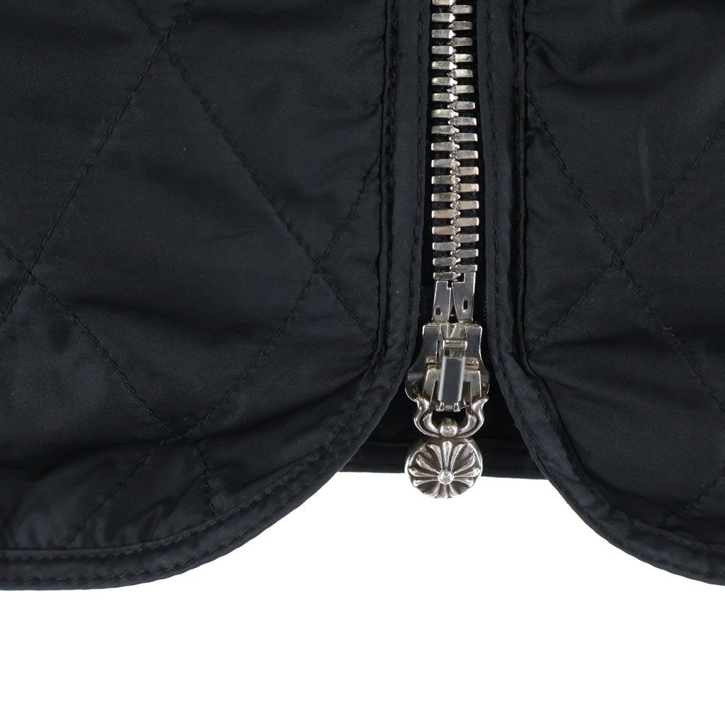 CHROME HEARTS(クロムハーツ) 新型 PAPA VEST パパ ベスト セメタリークロスレザーパッチキルティングベスト ブラック