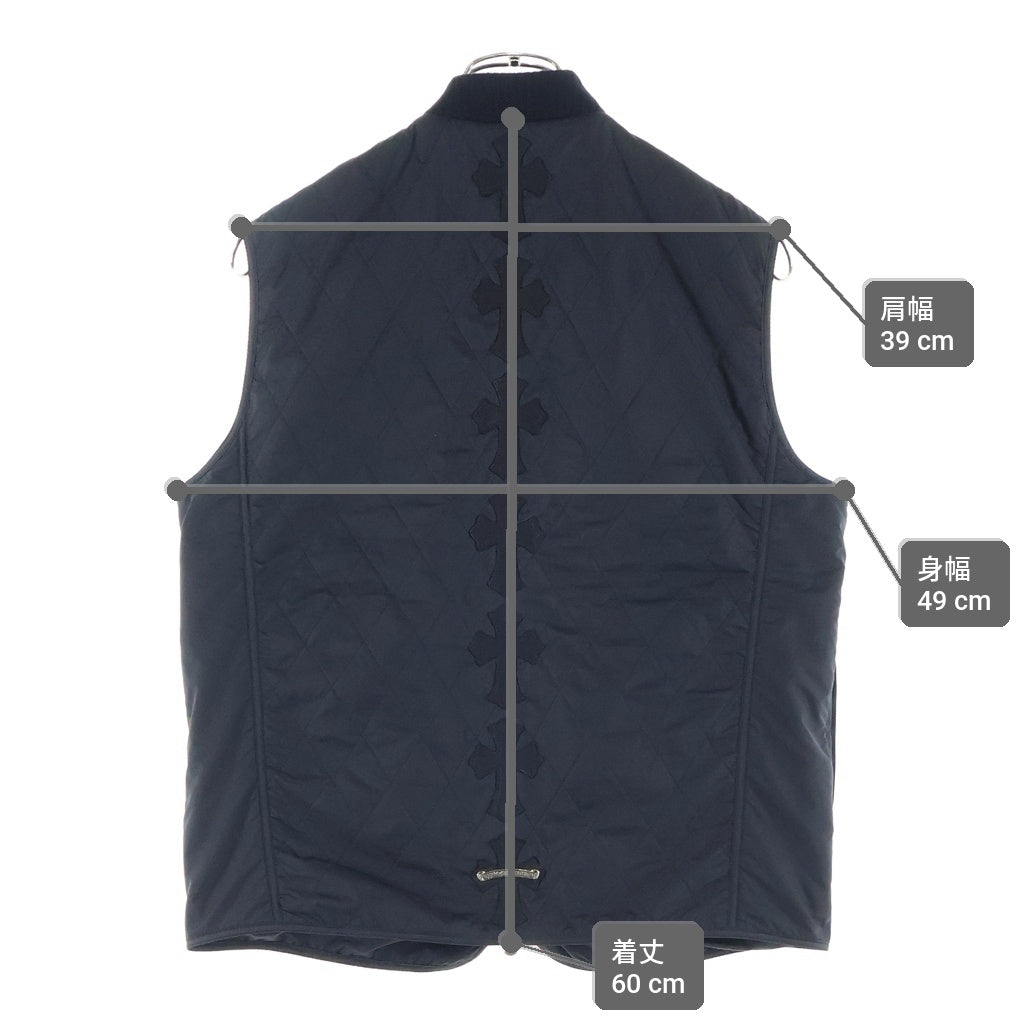 CHROME HEARTS(クロムハーツ) 新型 PAPA VEST パパ ベスト セメタリークロスレザーパッチキルティングベスト ブラック
