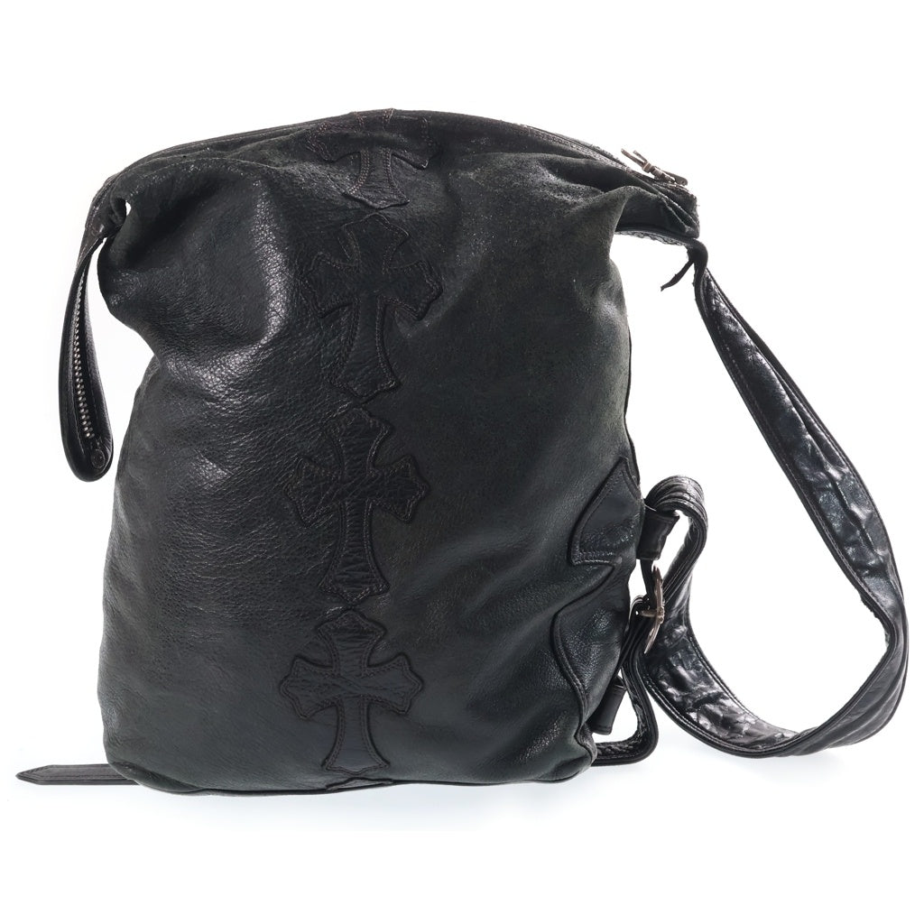 CHROME HEARTS(クロムハーツ) LELO SM レロ クロスパッチ付き レザーショルダーバッグ ブラック