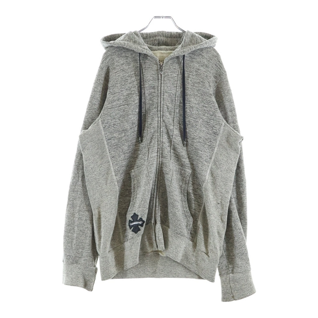CHROME HEARTS(クロムハーツ) バック レザー ホースシュー ジップアップパーカー グレー