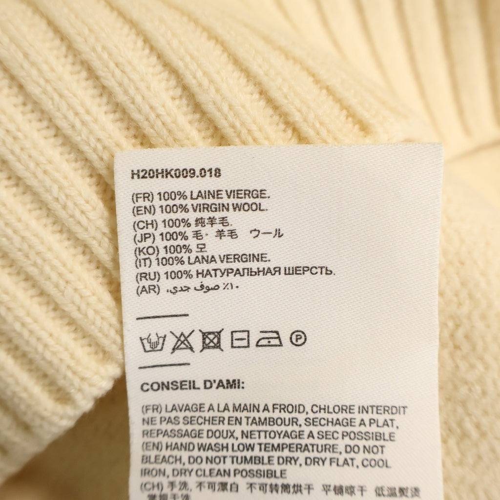 ami paris(アミパリス) HEART LOGO KNIT ロゴデザイン ウール クルーネック ニット セーター ホワイト H20HK009.018