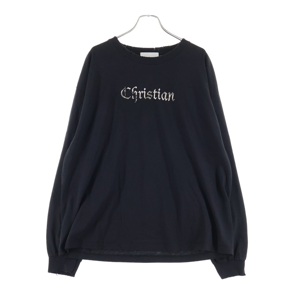 ALEXANDER DIGENOVA(アレキサンダーディジェノバ) CHRISTIAN クリスチャンプリント ダメージ加工長袖Tシャツカットソー ブラック