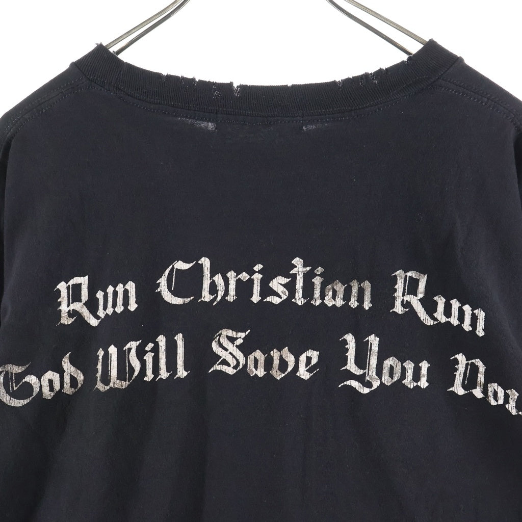 ALEXANDER DIGENOVA(アレキサンダーディジェノバ) CHRISTIAN クリスチャンプリント ダメージ加工長袖Tシャツカットソー ブラック