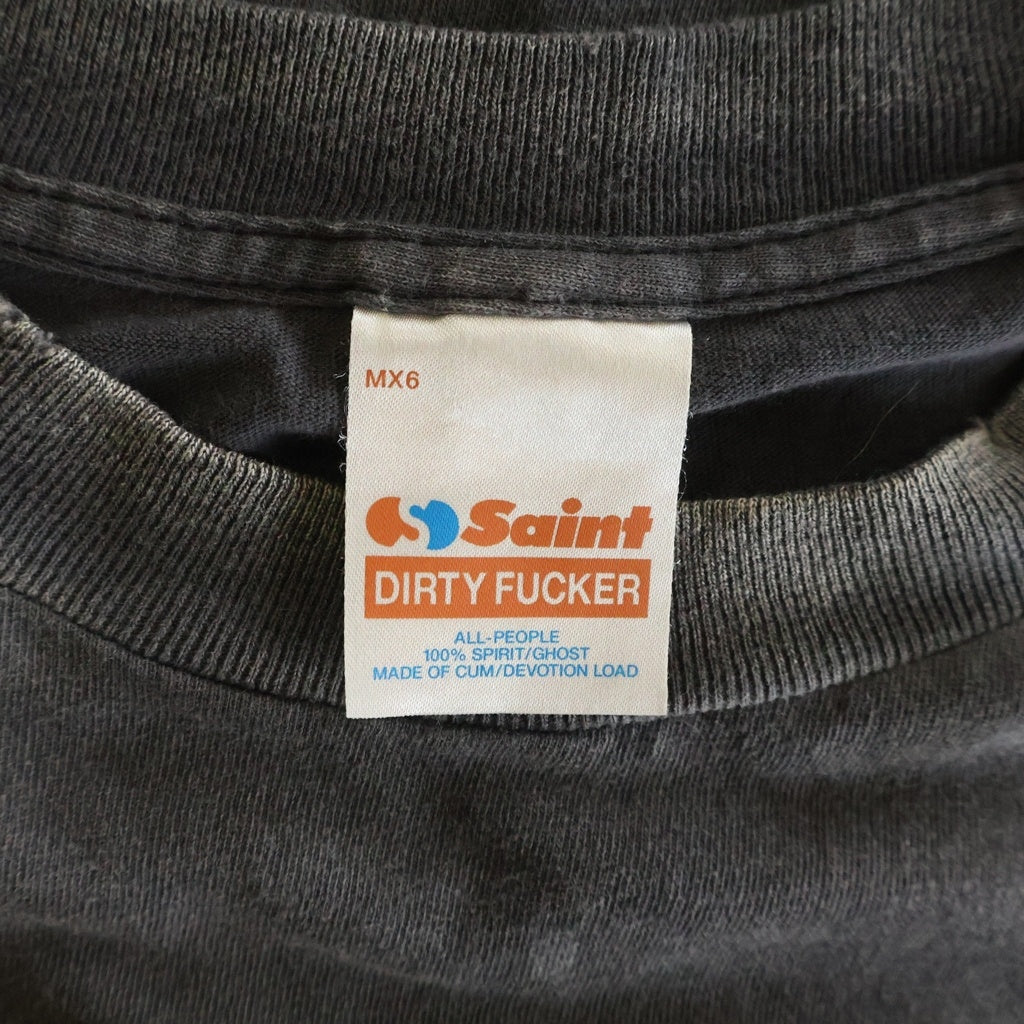 SAINT MICHAEL(セントマイケル) 25SS HEART TEE ヴィンテージ加工 ハートプリント半袖Tシャツ クルーネックカットソー ブラック SM-HR8-0000-001