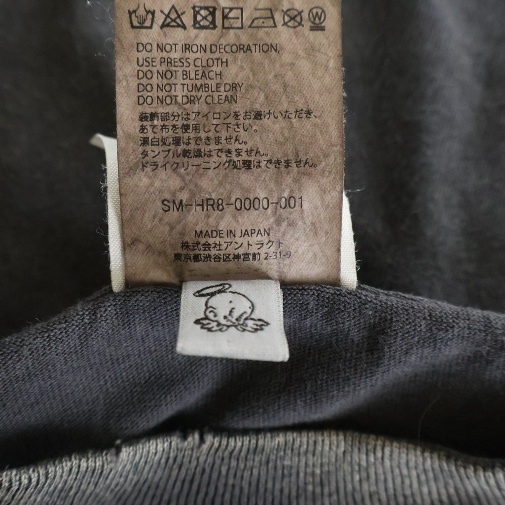 SAINT MICHAEL(セントマイケル) 25SS HEART TEE ヴィンテージ加工 ハートプリント半袖Tシャツ クルーネックカットソー ブラック SM-HR8-0000-001