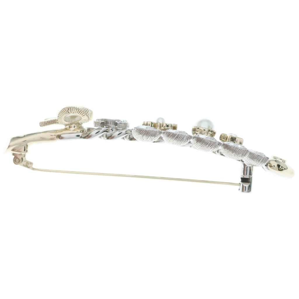 CHANEL(シャネル) ココマーク ストーン装飾リボンバレッタ シルバー/ゴールド レディース