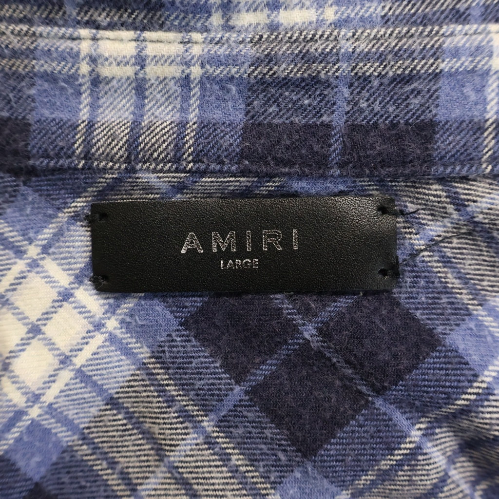 AMIRI(アミリ) スターデザイン シルバースタッズ オンブレチェック 長袖シャツ ブルー