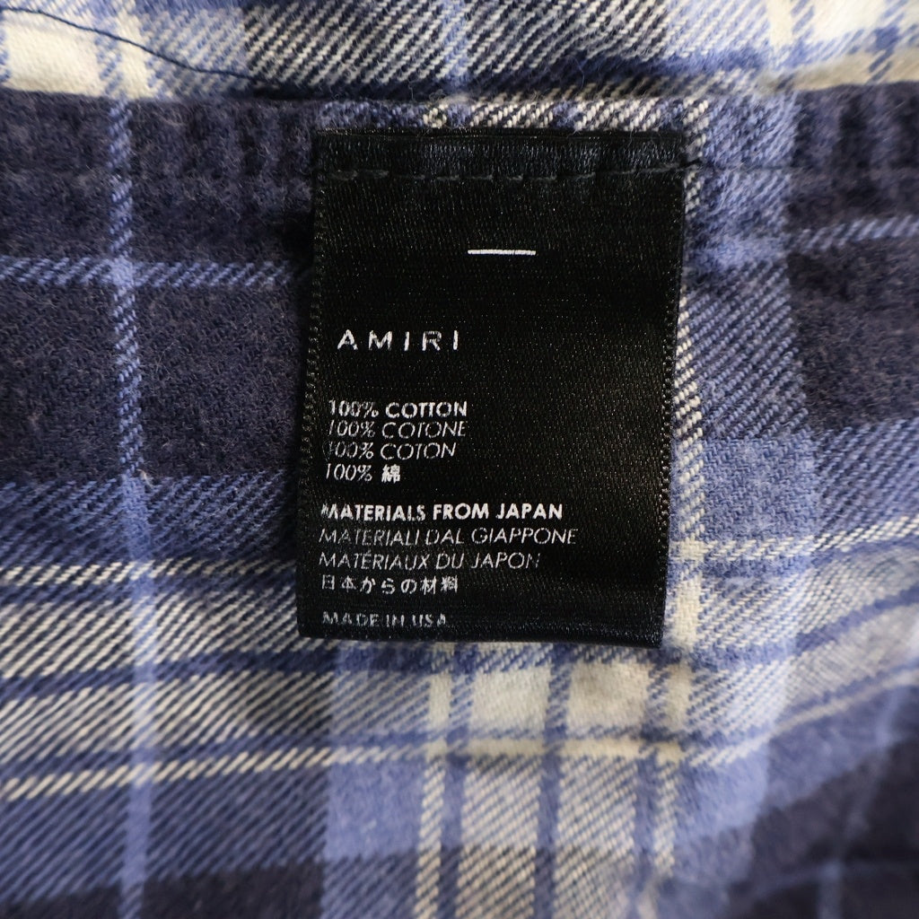 AMIRI(アミリ) スターデザイン シルバースタッズ オンブレチェック 長袖シャツ ブルー