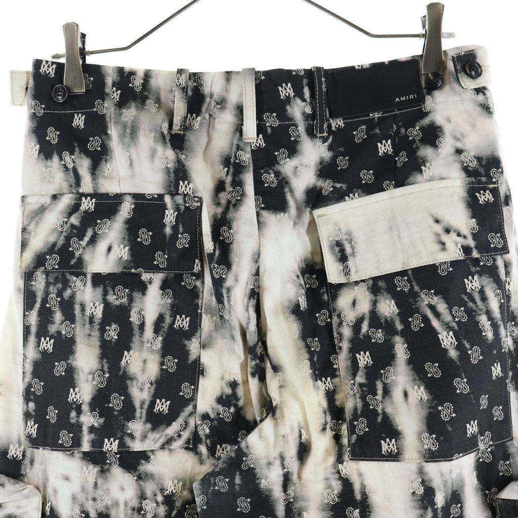 AMIRI(アミリ) Bleached Cargo Pants With Monogram Motif ブリーチ加工 モノグラム カーゴパンツ ブラック/ホワイト