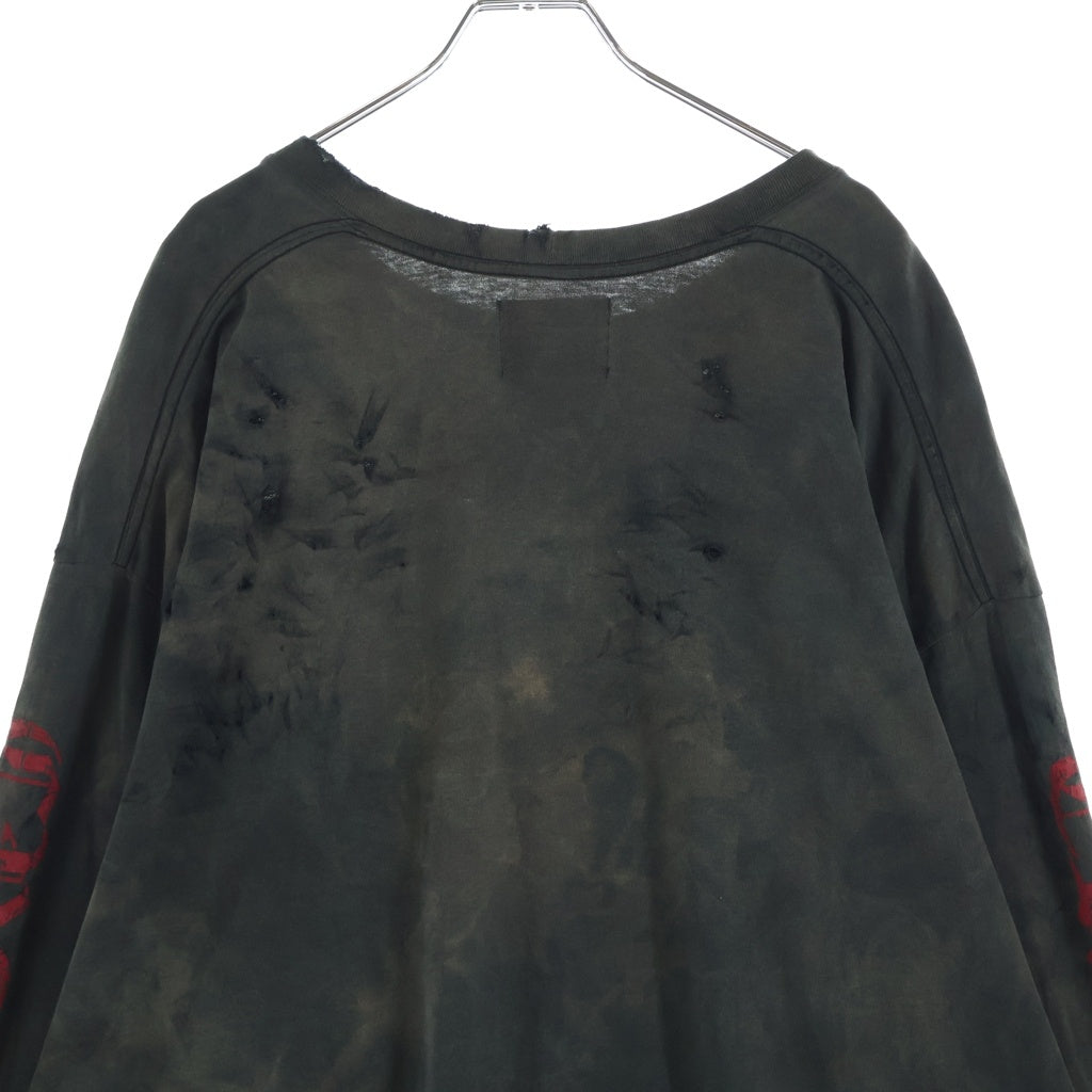 Z.VARGAS(ザックバルガス) SKULL PRINT L/S TEE スカルプリント ヴィンテージ加工 長袖Tシャツカットソー グレー